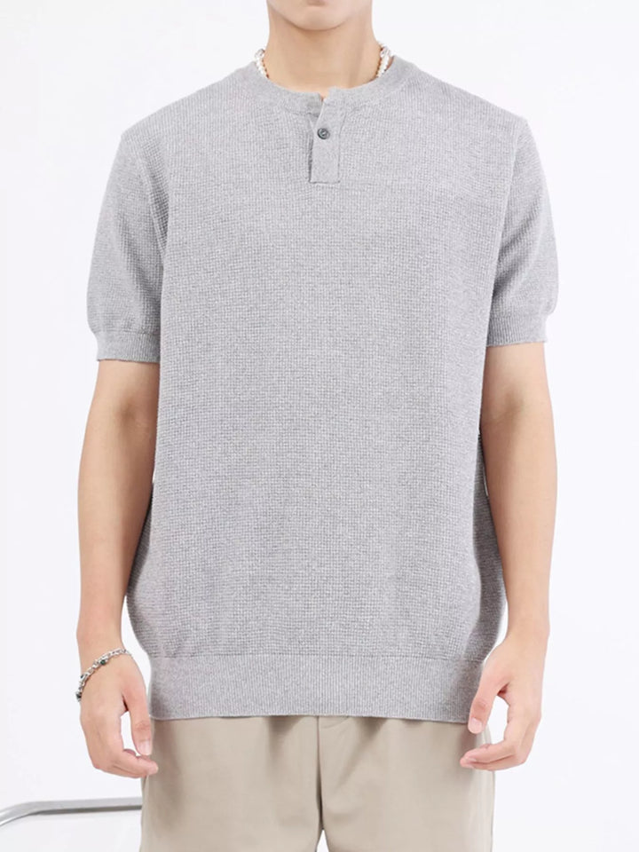 Men's Plus Size Casual Knit Henley T-Shirt