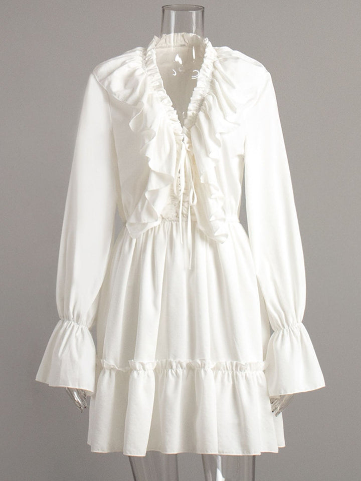 Ruffled Flounce Sleeve Mini Dress