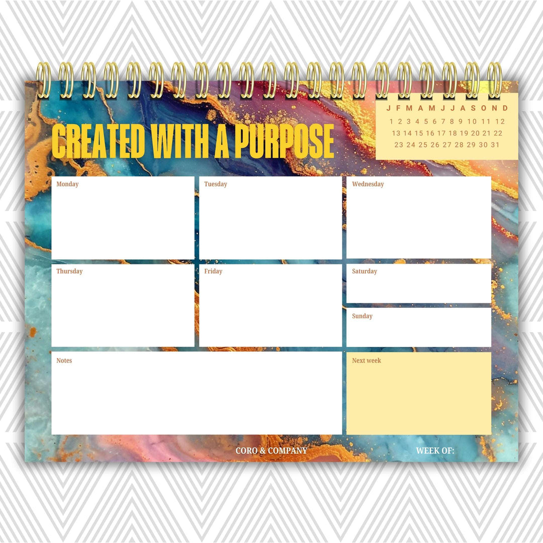 Created With A Purpose Weekly Desk Planner | Undated Self-Love Weekly Planner