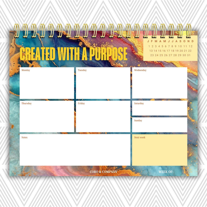 Created With A Purpose Weekly Desk Planner | Undated Self-Love Weekly Planner