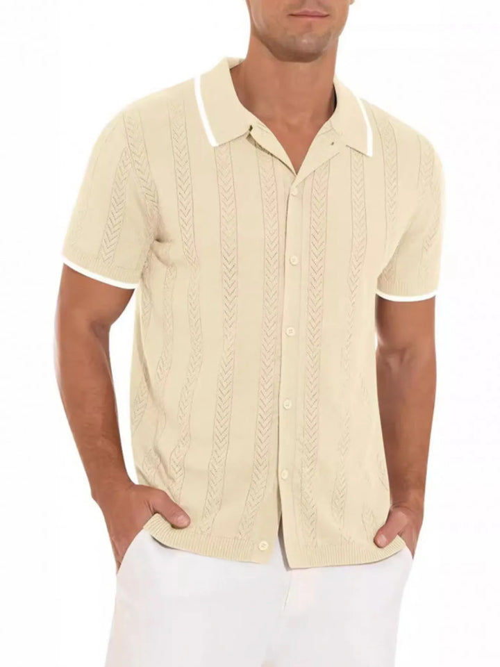 Men's Full Size Button Down Contrast Trim Shirt Plus Size