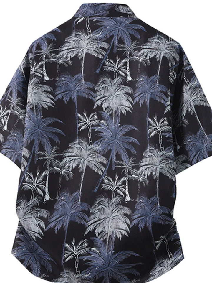 Men's Plus Size Tropical Print Short Sleeve Casual Shirt