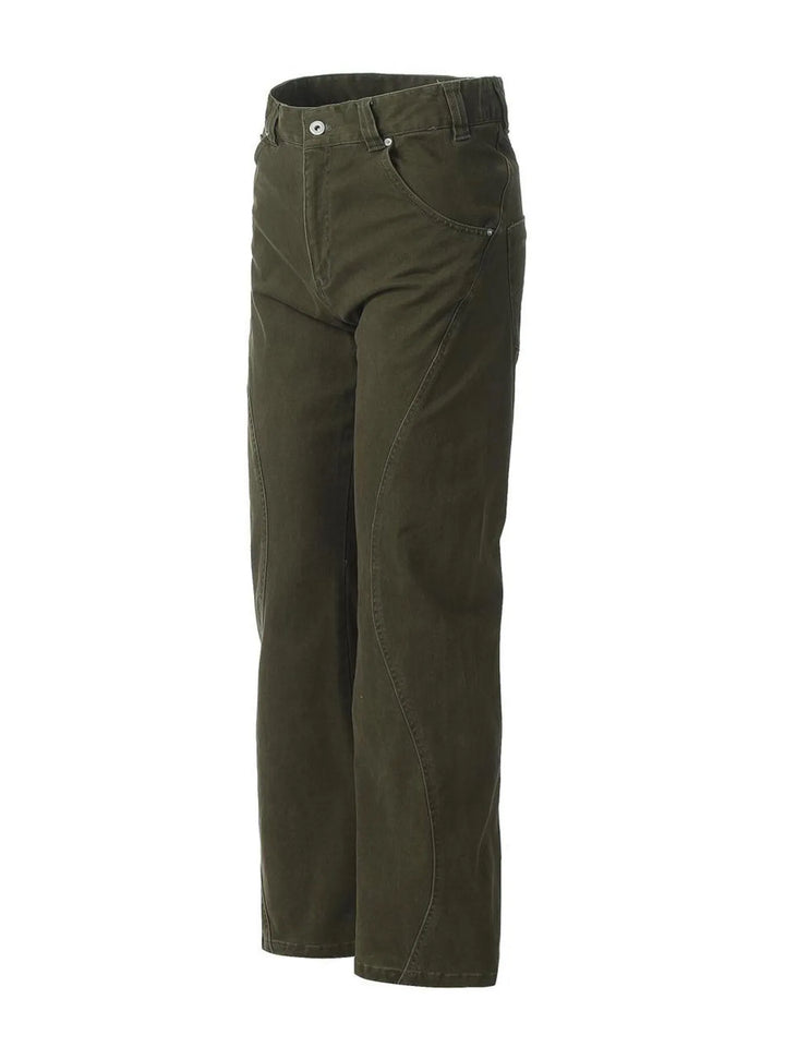 Men's Washed High Waist Flare Pants