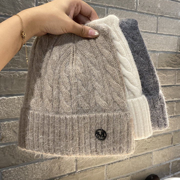Cute Cat-ear Knitted Wool Warm Hat Versatile Face-slimming