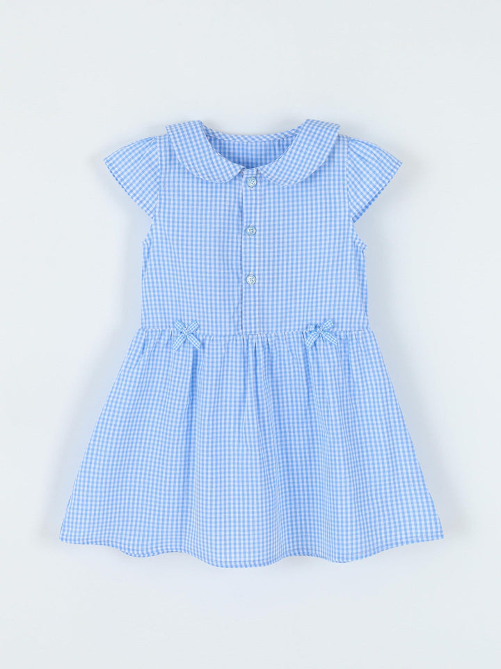 Children's Gingham Peter Pan Collar Button-Front Dress