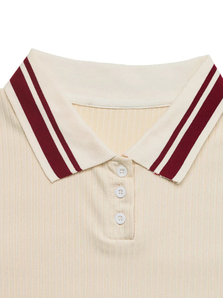 Striped Trim Short Sleeve Top