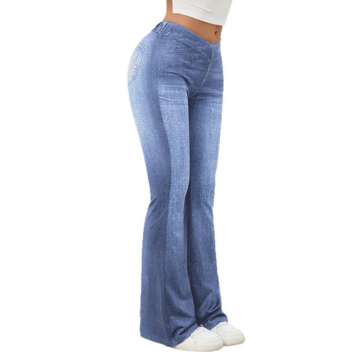 Denim High-rise Slim-fit Slightly Flared Pants That Create A Slimming Look