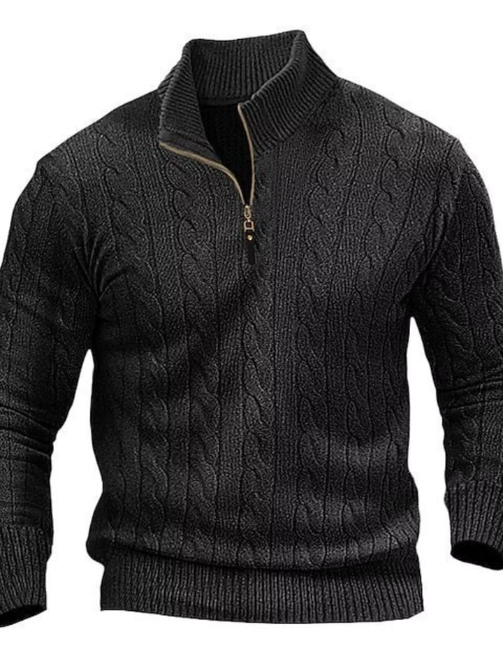 Men's Full Size Cable Knit Half-Zip Sweater Plus Size