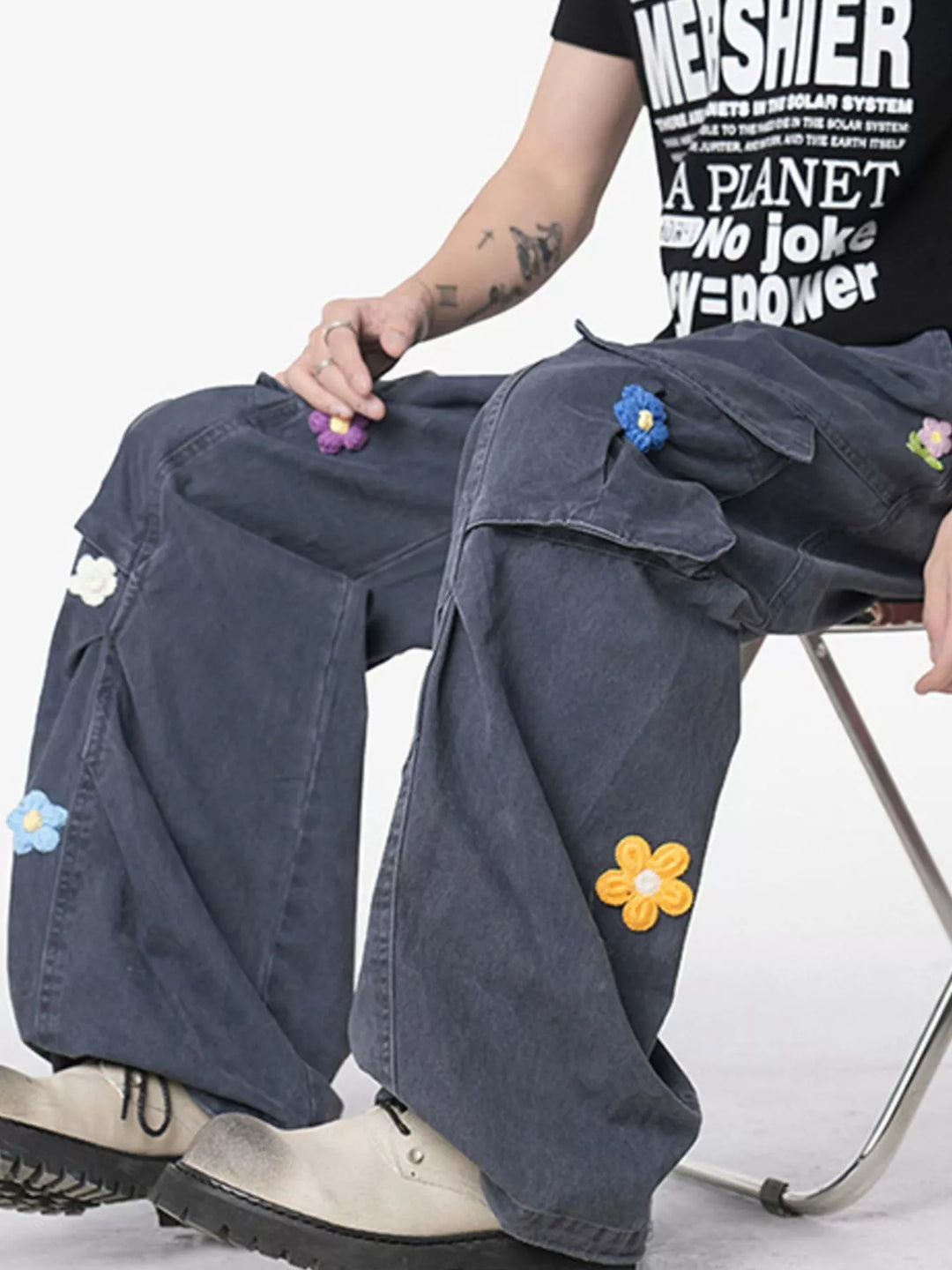 Men's Flower Wide Leg Pants