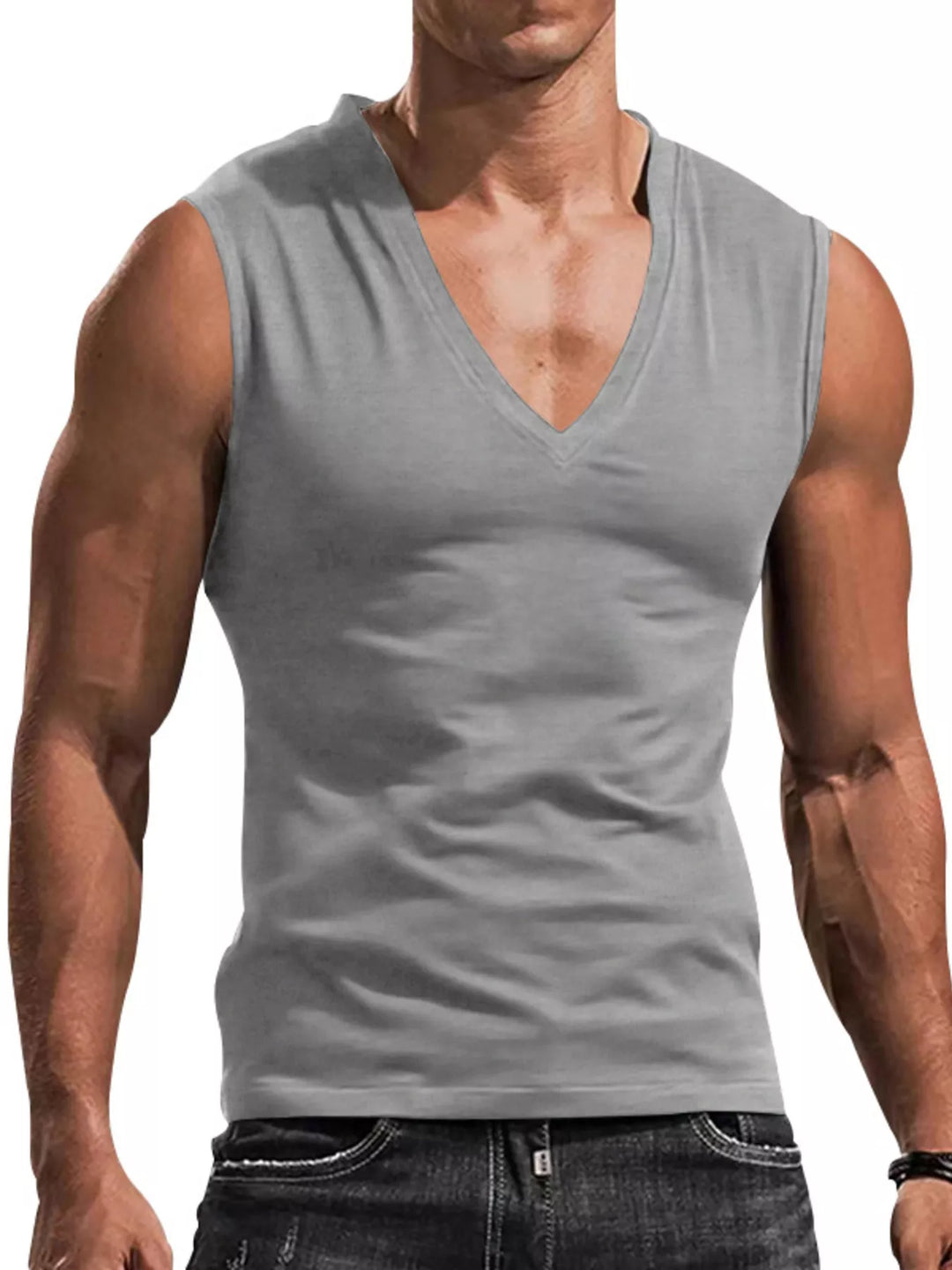 Men's Full Size V-Neck Tank Top Plus Size