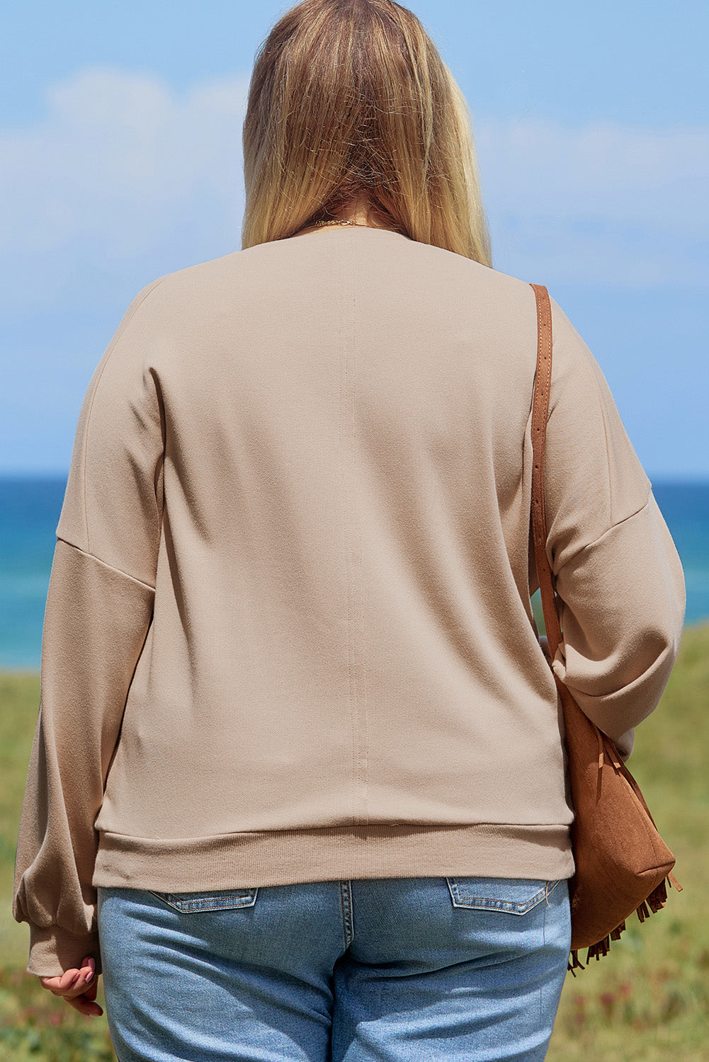 Sweat-shirt grande taille en tissu éponge délavé kaki pâle à motif floral et signe de paix
