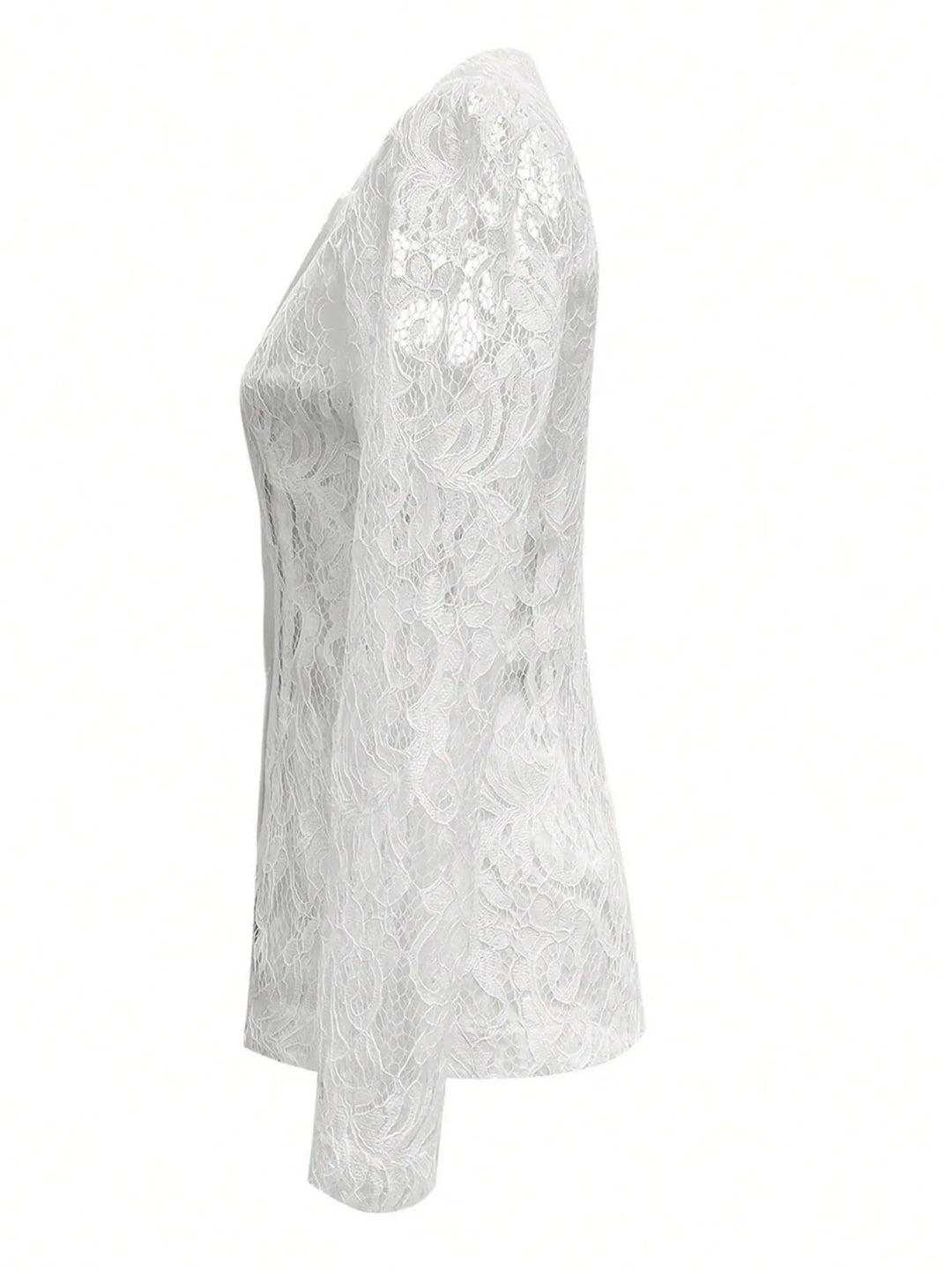 Floral Pattern Lace Single-Breasted Blazer
