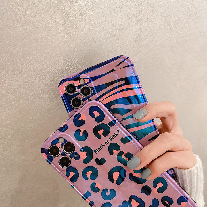 Compatible with Apple , Blue Edge Leopard Print Zebra Print Phone Case