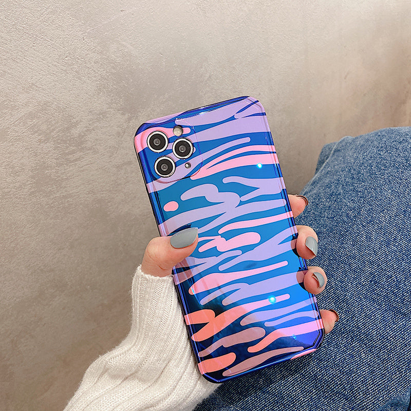 Compatible with Apple , Blue Edge Leopard Print Zebra Print Phone Case