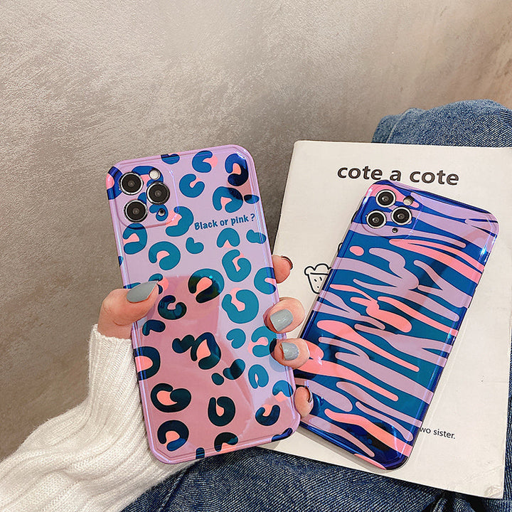 Compatible with Apple , Blue Edge Leopard Print Zebra Print Phone Case