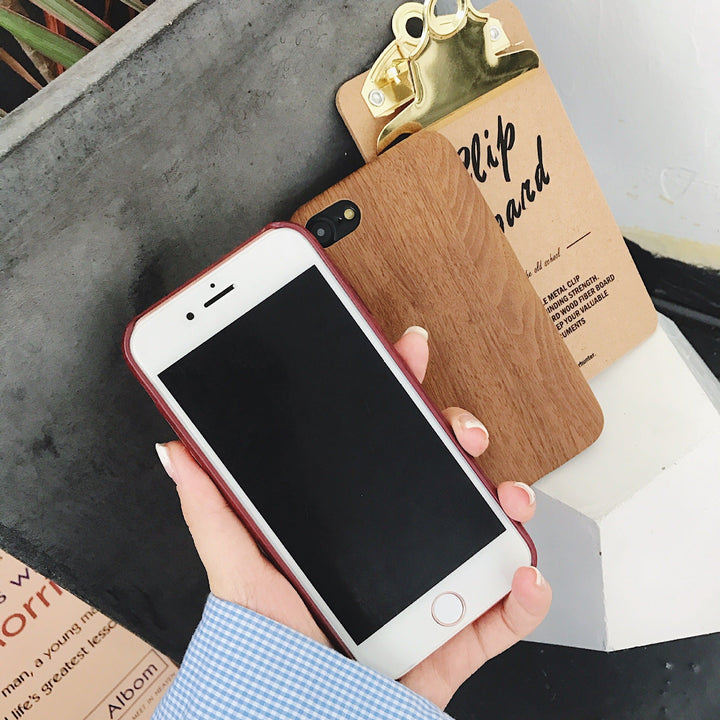 Wooden handset case with ultra-thin wood-grain soft leather cover and wood-grain handset cover