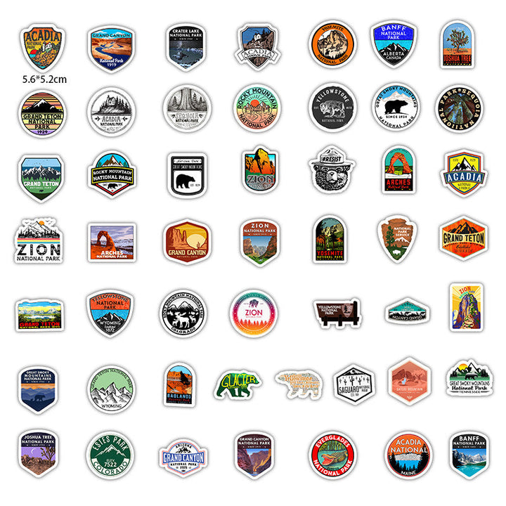 National Park 50 Stationery Waterproof PVC Stickers