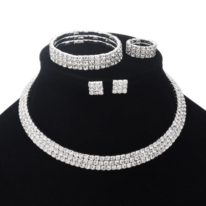 Exaggerated Claw Diamond Beaded Four-Piece Set Multilayer Necklace