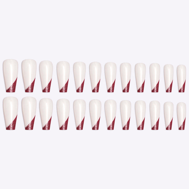 Wearing Nails, Rose Gold And Beveled Edge French Manicure, Long Ballet Nails, Fake Nails, Finished Products, Boxed