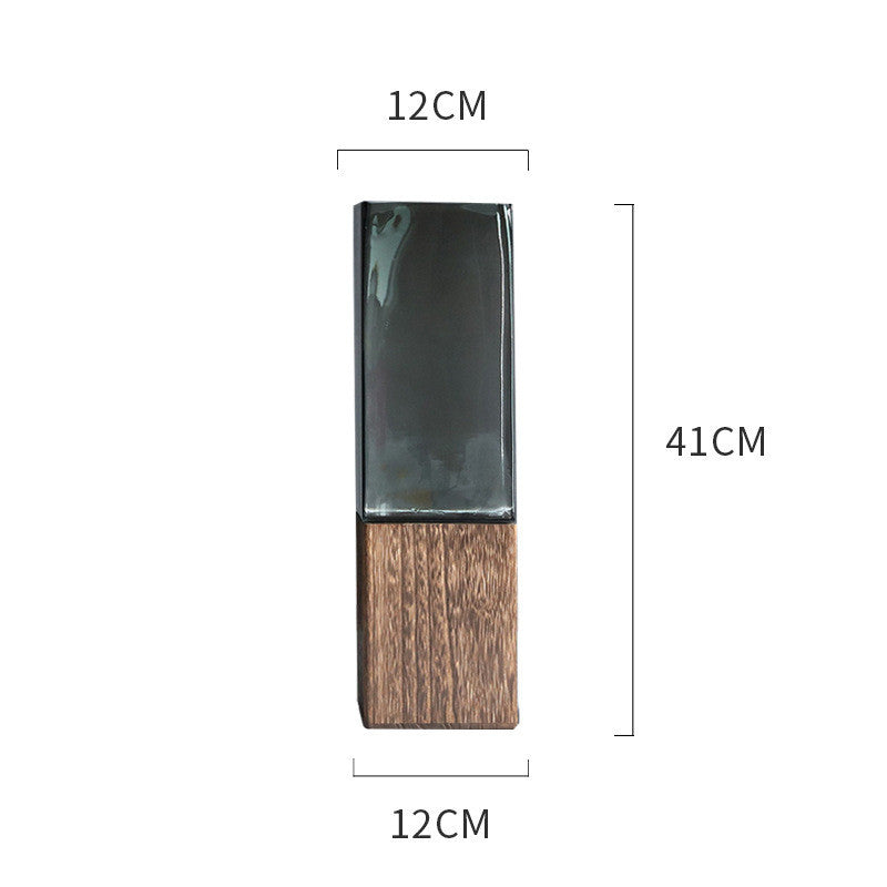 Wood Color Tansparent Glass Vase Combination Flower Arrangement