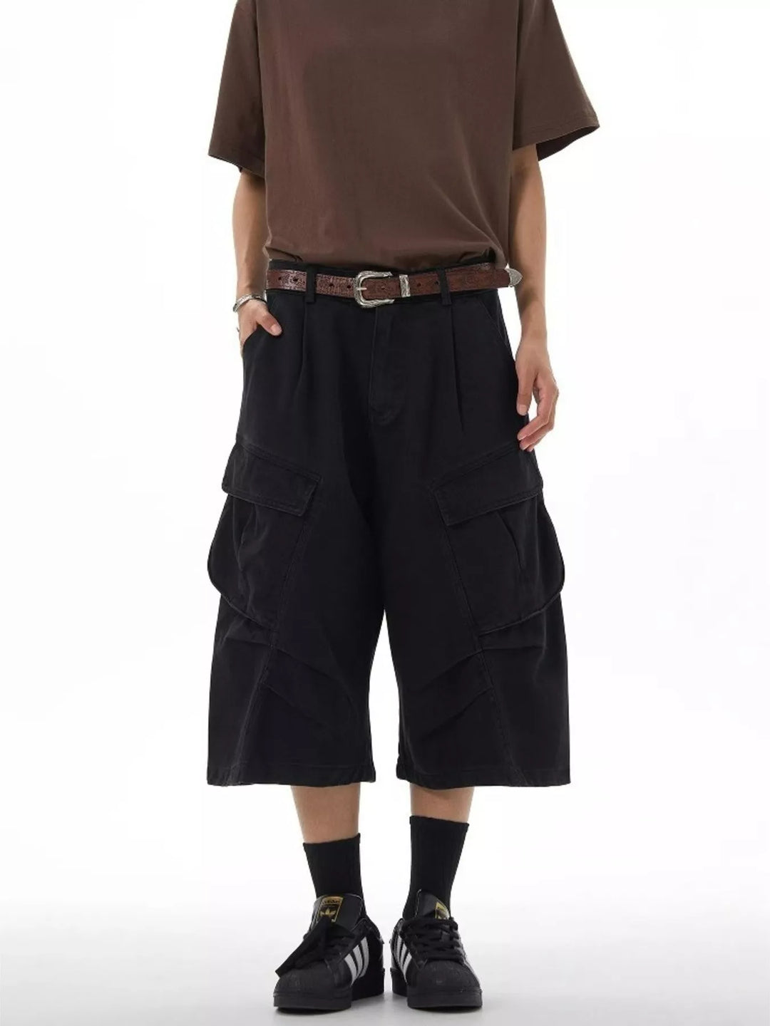 Men's Plus Size Loose-Fit Cargo Capris Pants