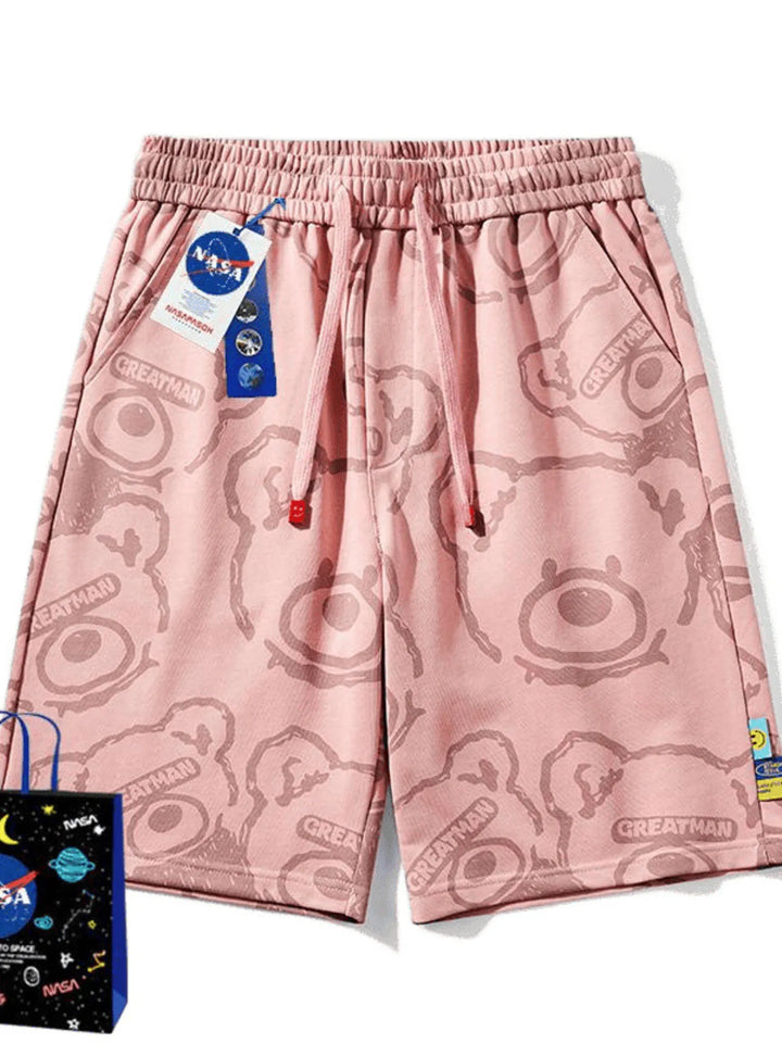 Men's Full Size Bear Print Shorts Plus Size