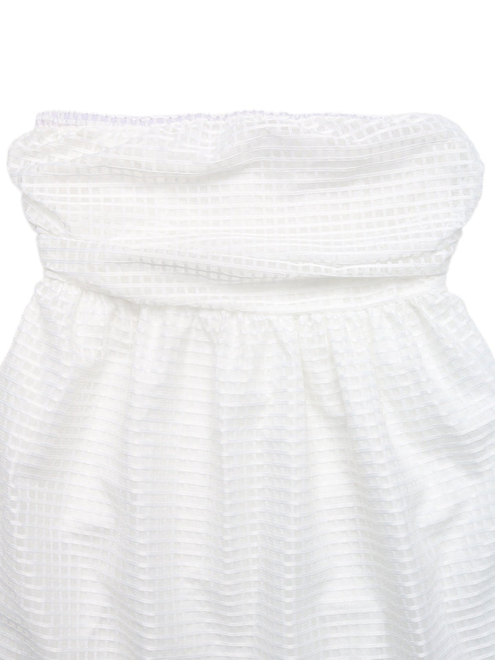 Grid Pattern Strapless Mini Dress