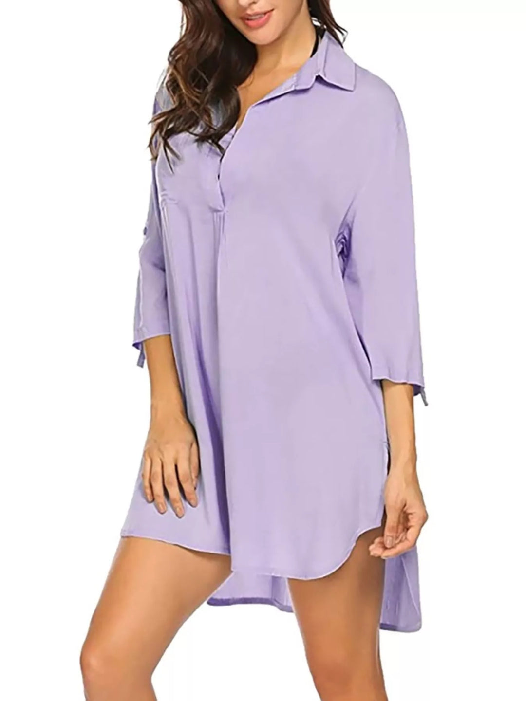 Full Size Side Slit Collared Neck Oversized Shirt Plus Size