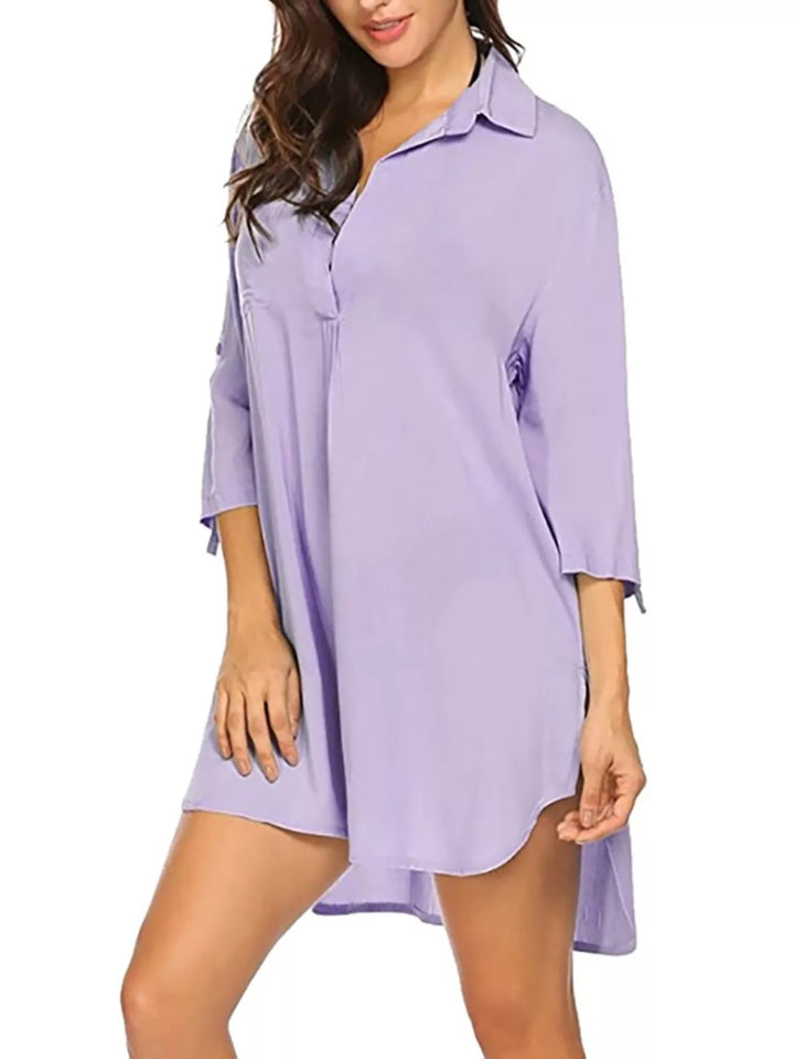Full Size Side Slit Collared Neck Oversized Shirt Plus Size
