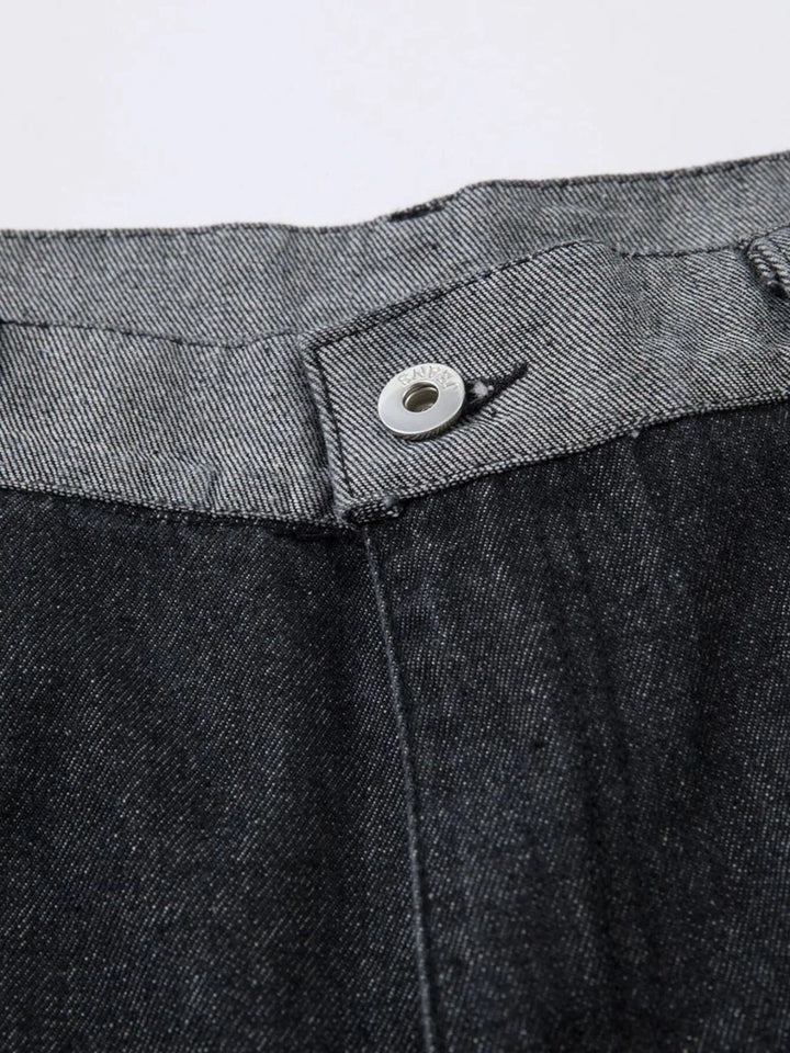 Men's Wide Leg Cargo Jeans with Contrast Panels