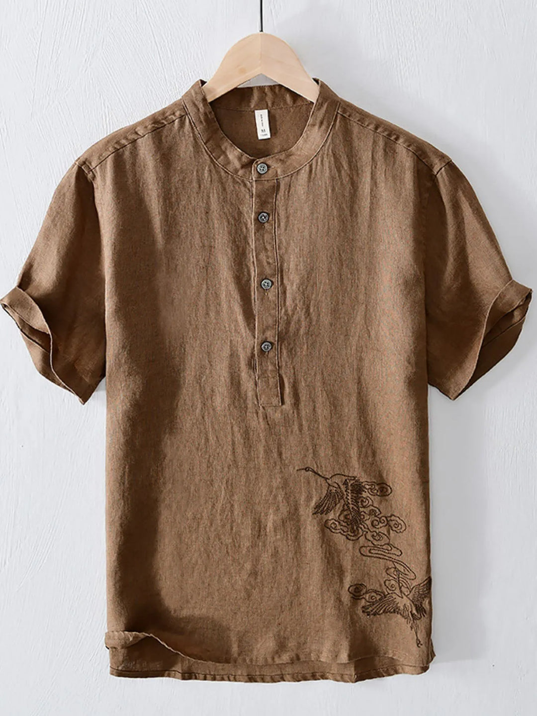 Men's Plus Size Button Detail Short Sleeve Blouse