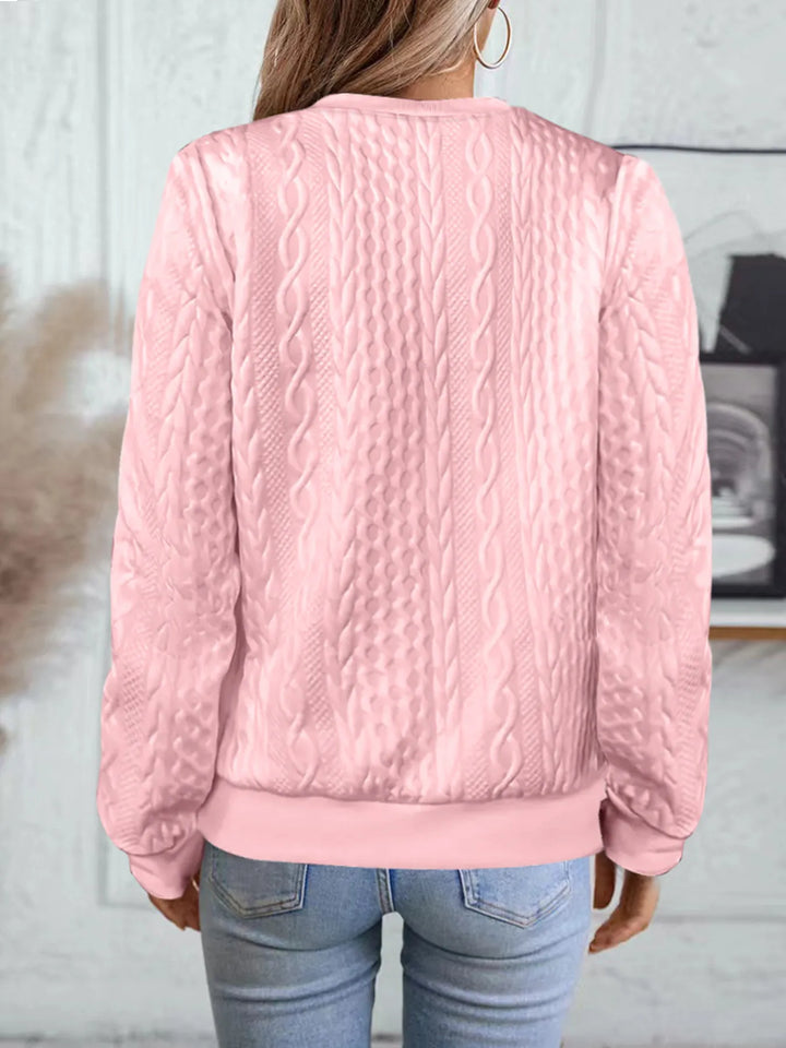 Texture Zip Up Long Sleeve Jacket