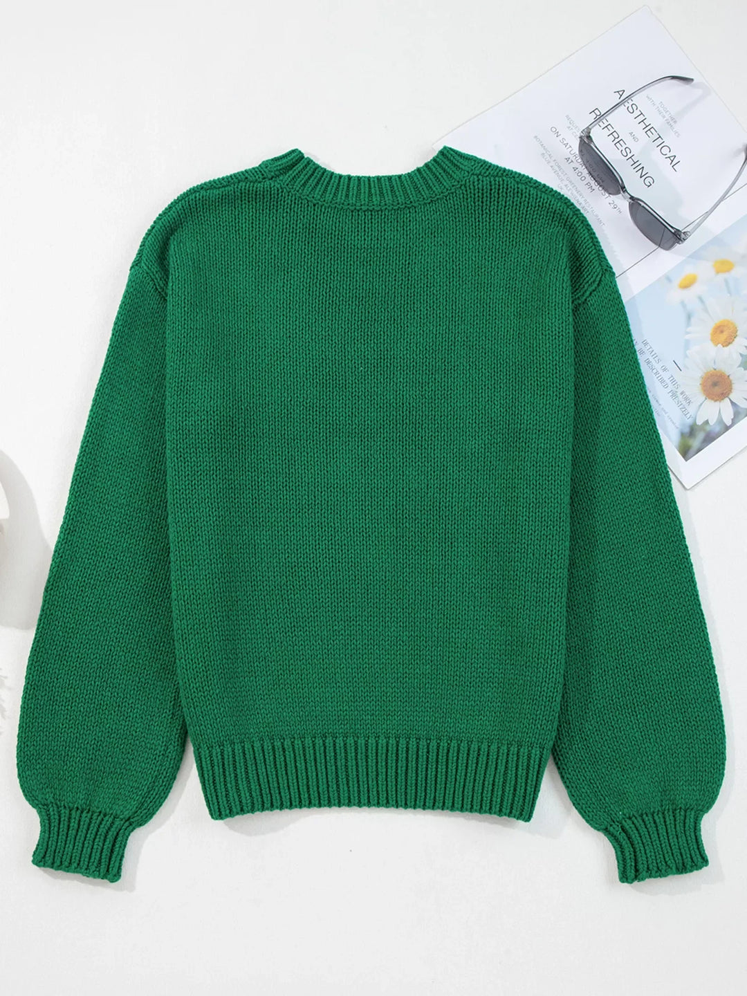 Plaid Bow Graphic Christmas Sweater