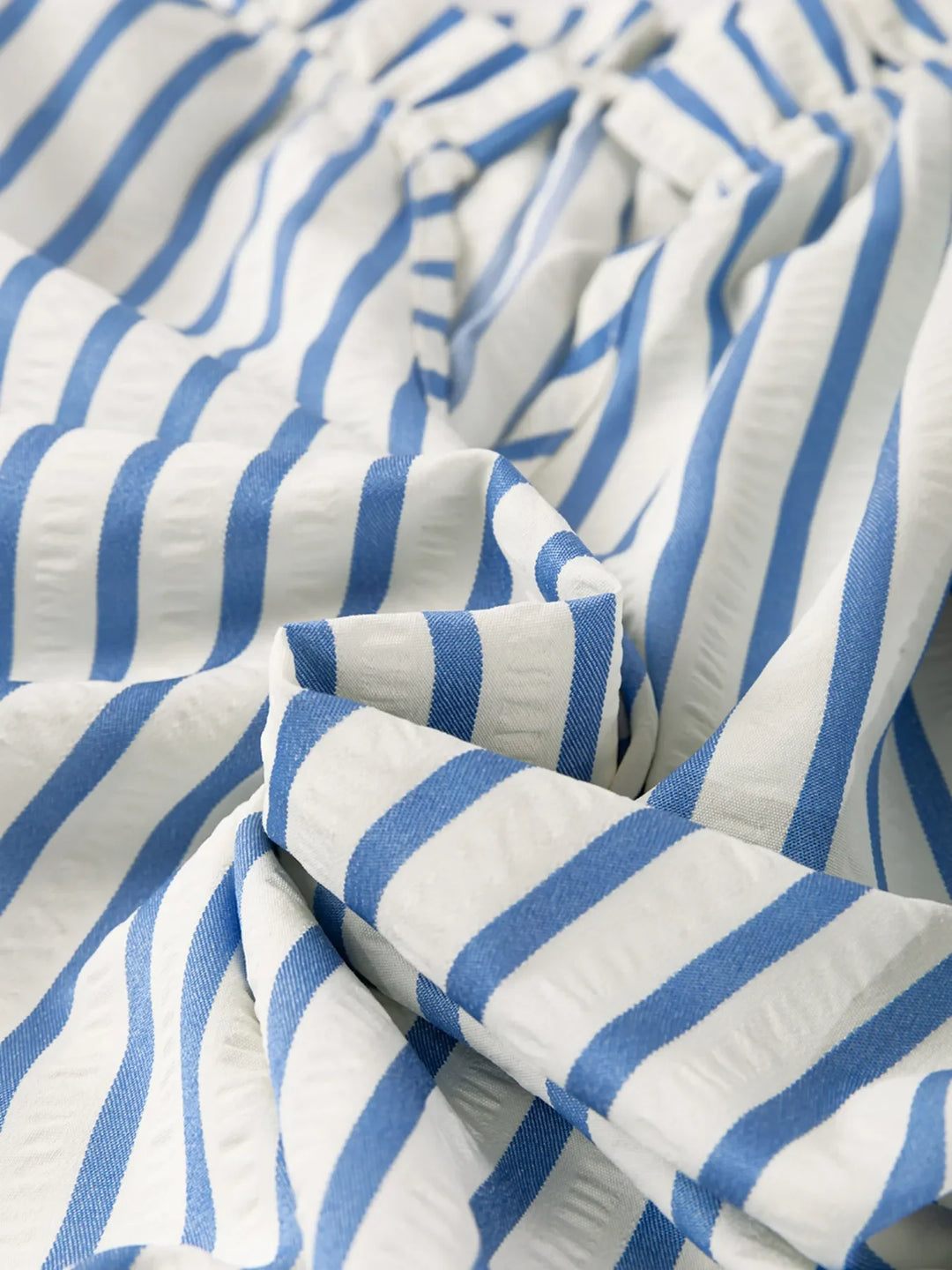Stripe Knotted Sleeve Notched Shift Mini Dress