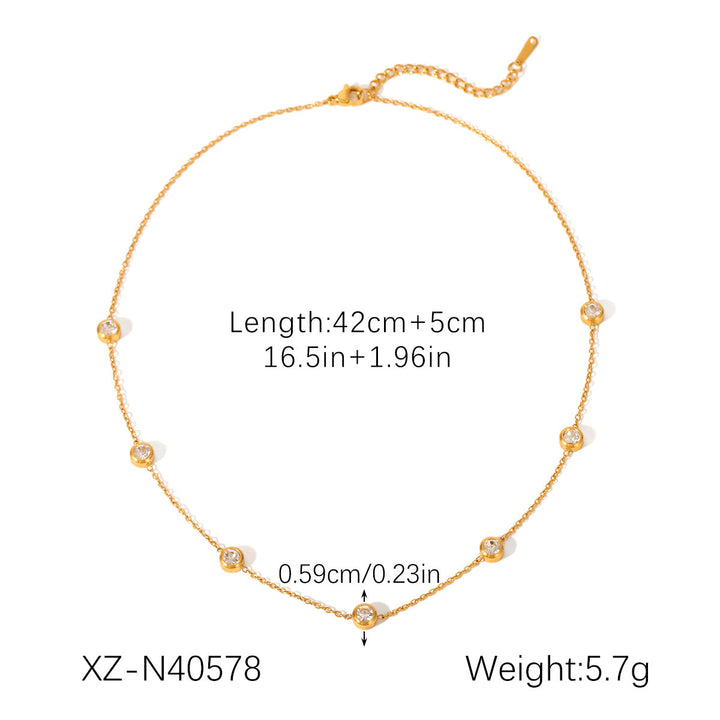 18K Gold stainless Steel Zircon Necklace For Women European And American Style