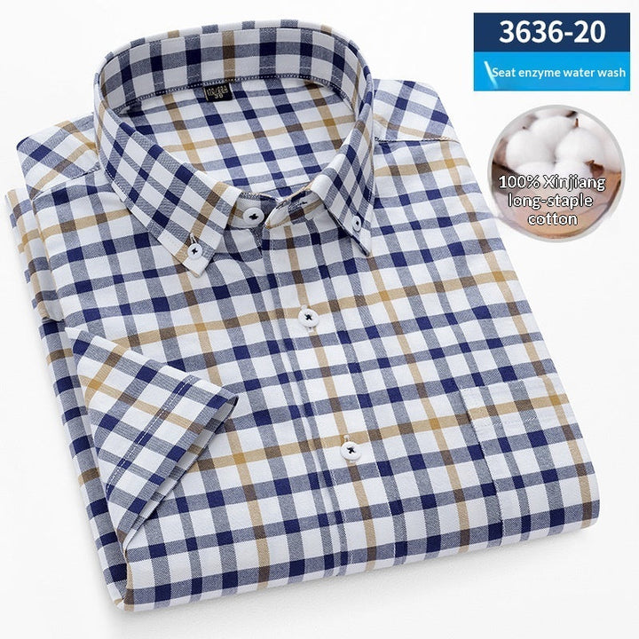 Mens Short-Sleeve Pure Cotton Oxford Shirt