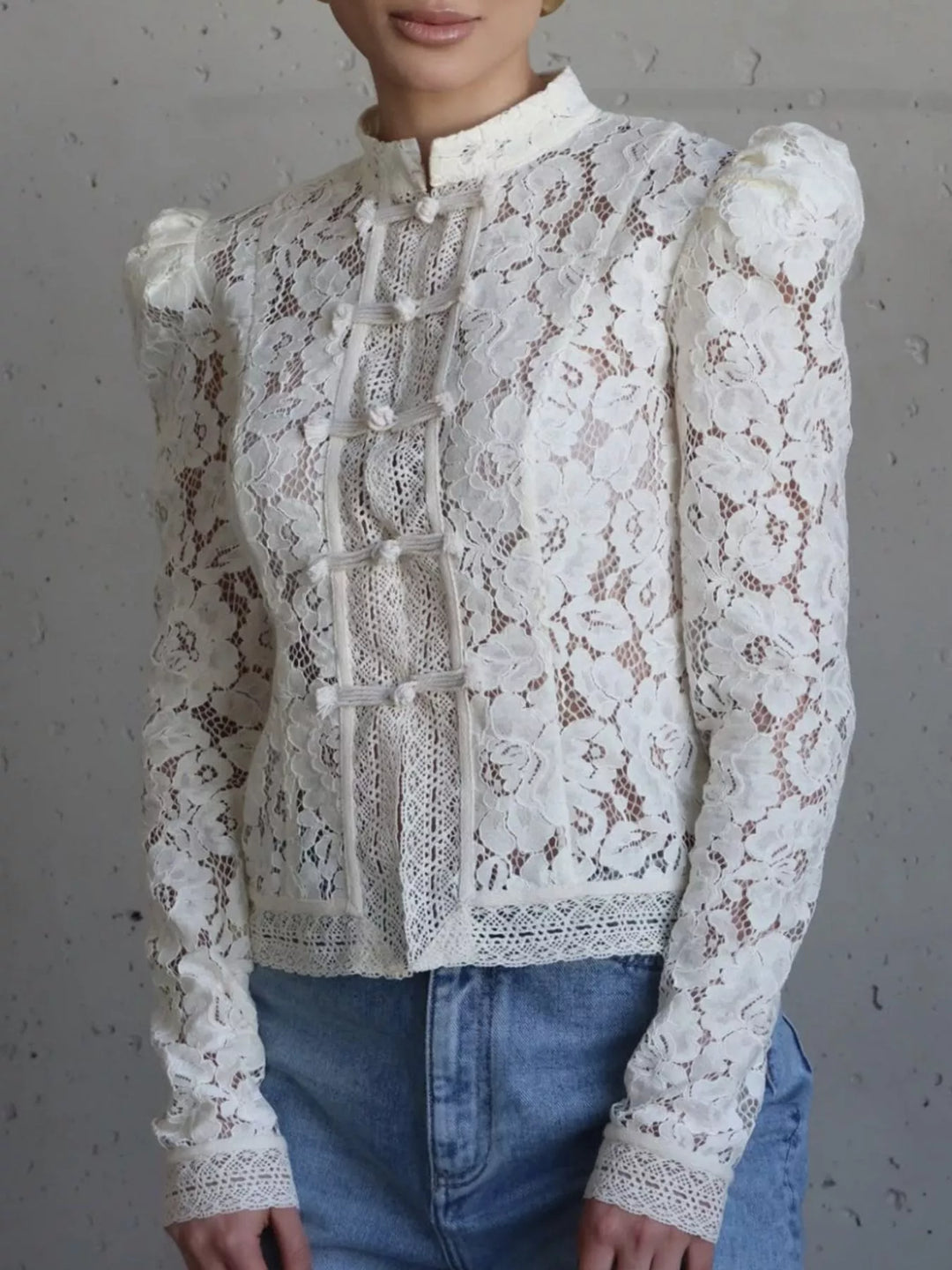 Lace Button-Up Shirt