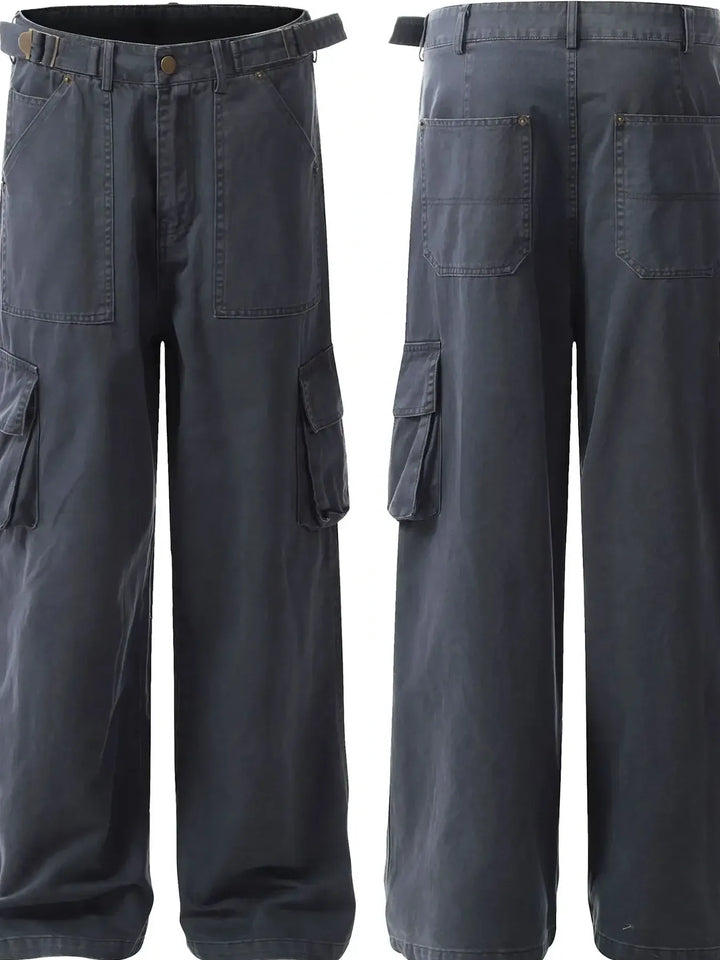 Men's Straight Cargo Pants with Multiple Pockets