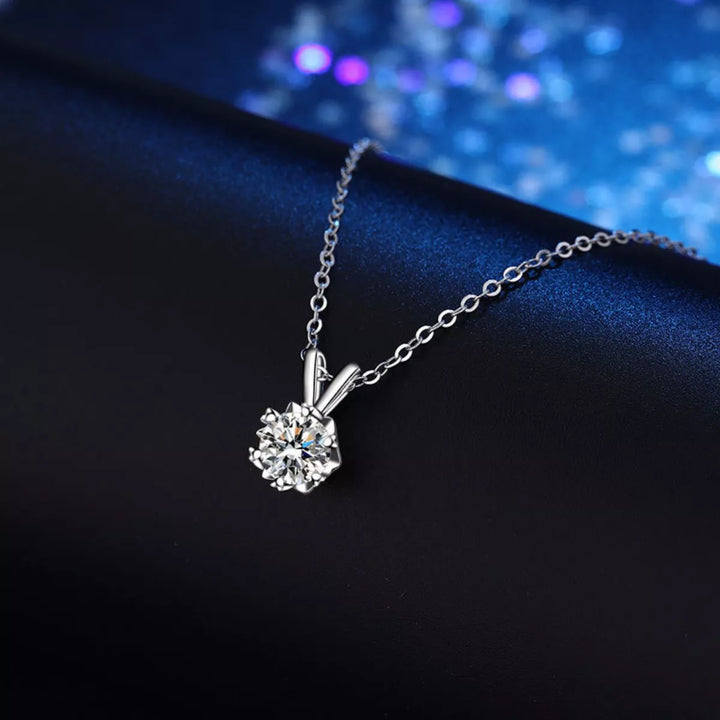 1 Carat Moissanite 925 Sterling Silver Pendant Necklace