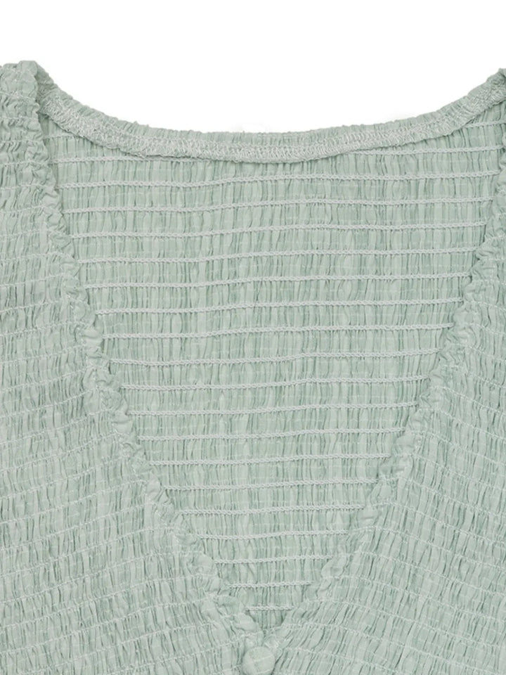 V-Neck Ruffled Cap Sleeve Dress