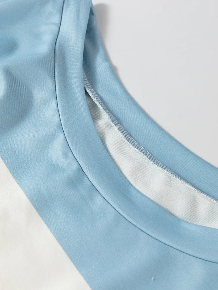 Color Block Drop Shoulder Long Sleeve Top