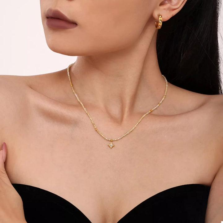 18K Gold-Plated Star Pendant Necklace with Zircon