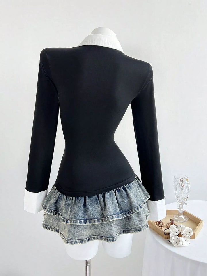 Long Sleeve Polo Collar Slim Fit T-Shirt
