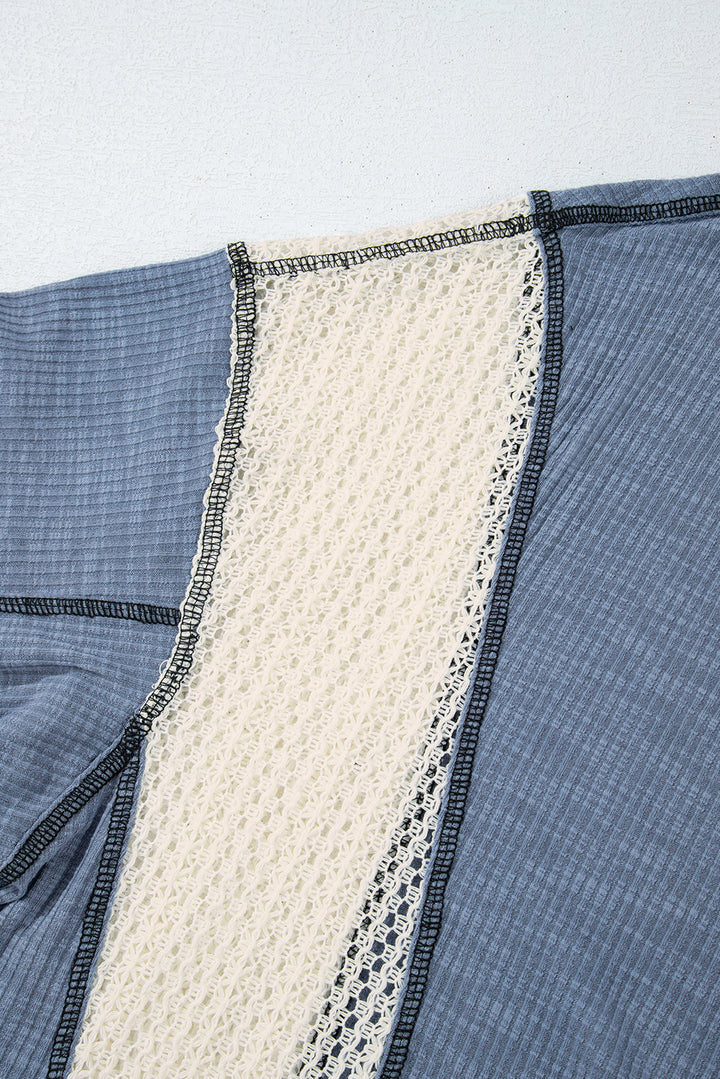 Haut ample bleu Ashleigh à détails crochetés et coutures apparentes