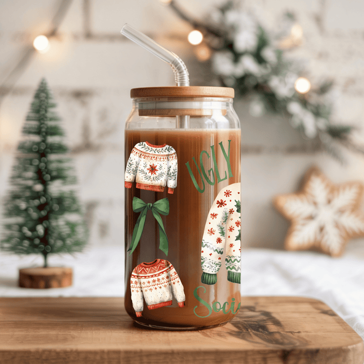 Ugly Sweater Social Club Glass Cup