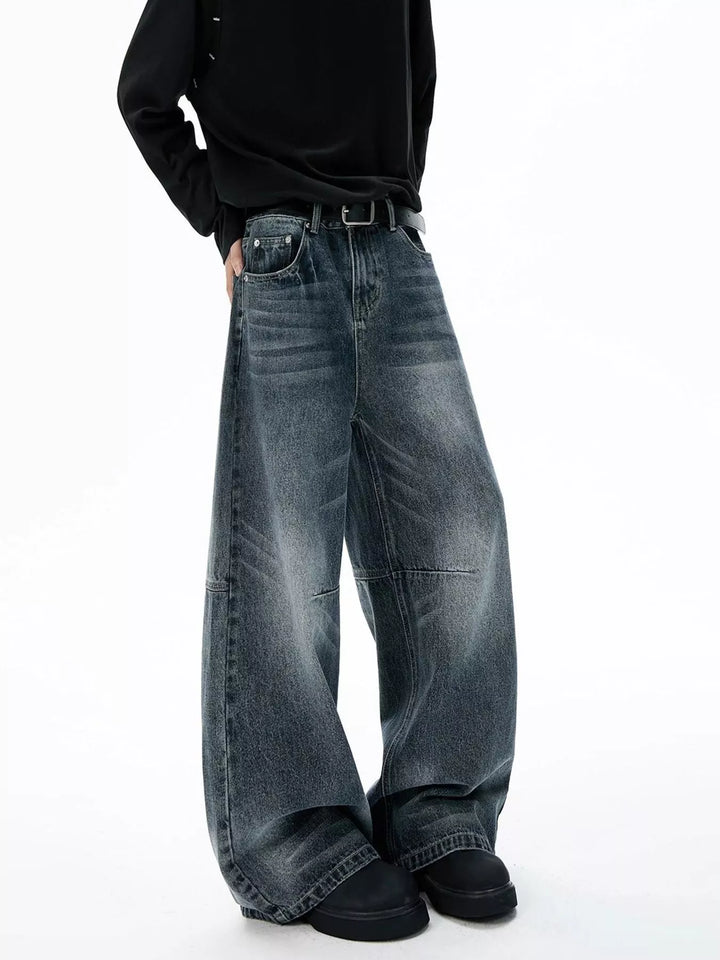 Men's Full Size Washed Wide Leg Jeans Plus Size