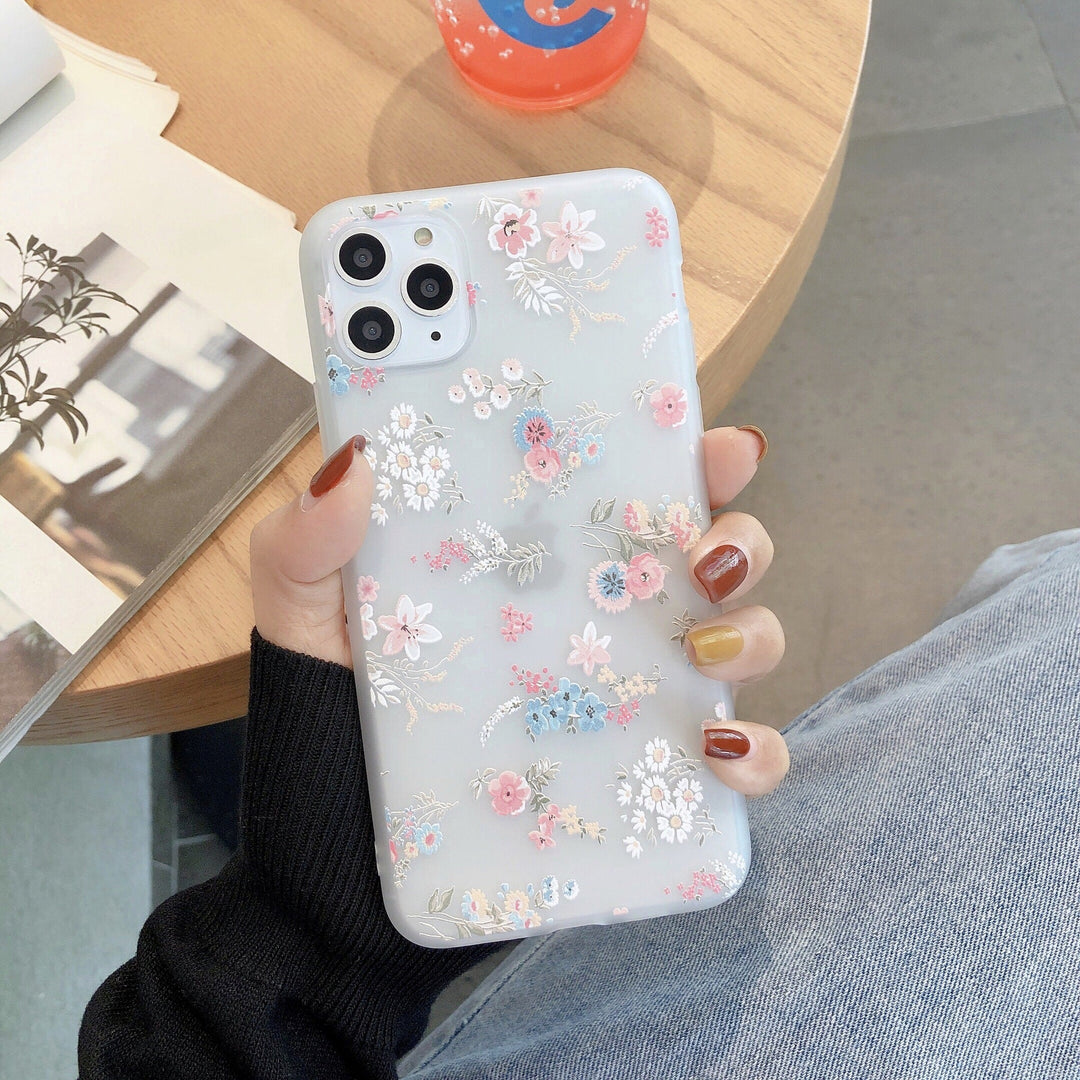 Frosted Transparent Creative Flower Phone Case