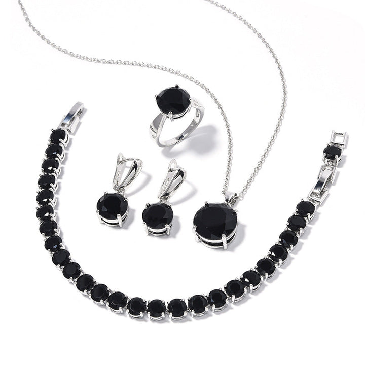 Geometric Round Earrings Ring Bracelet Necklace Ornament Suit