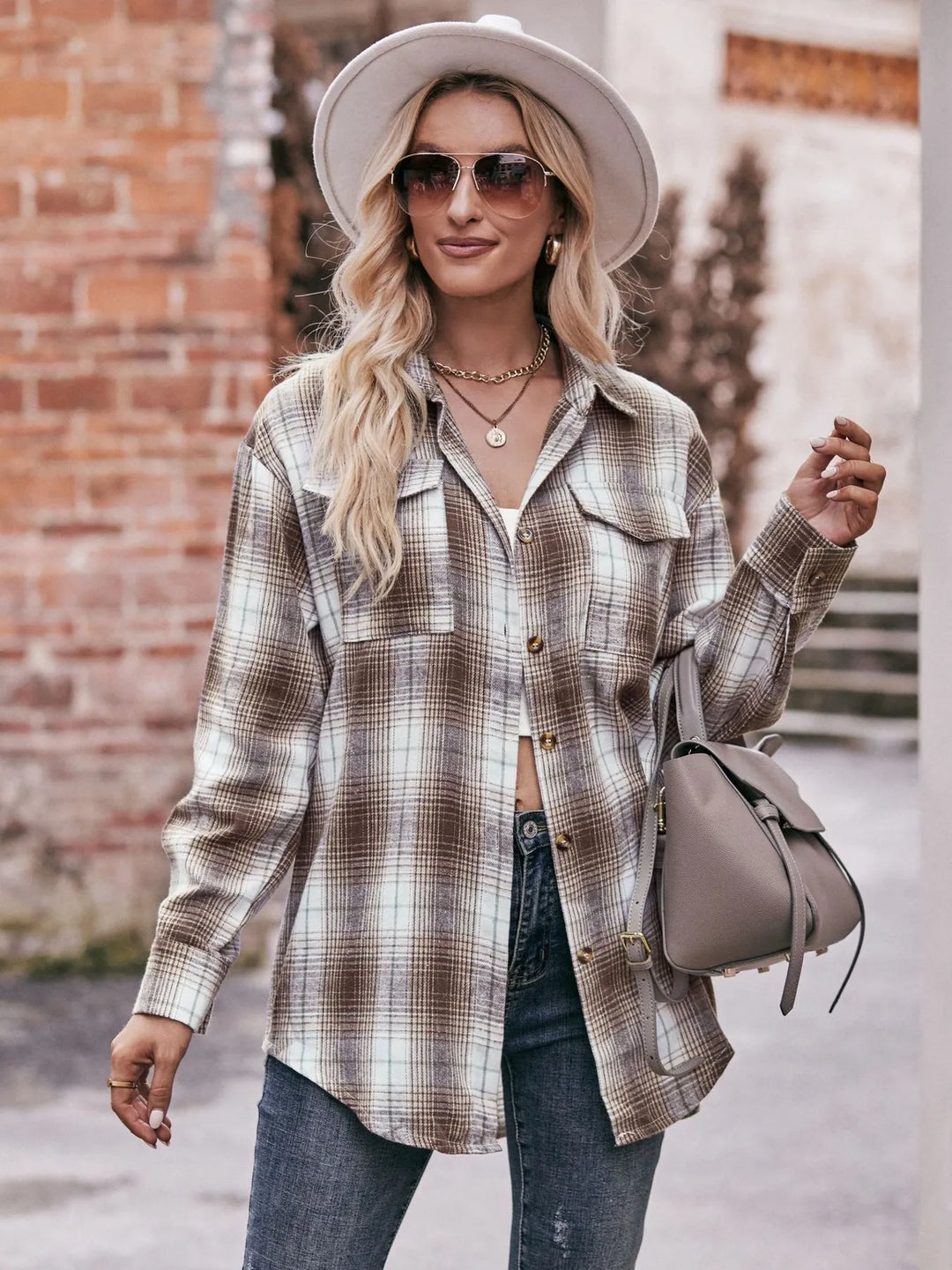Plaid Button-Down Long Sleeve Shirt