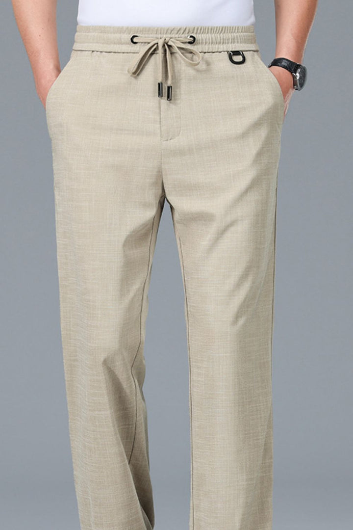 Men's Plus Size Casual Drawstring Straight-Leg Pants